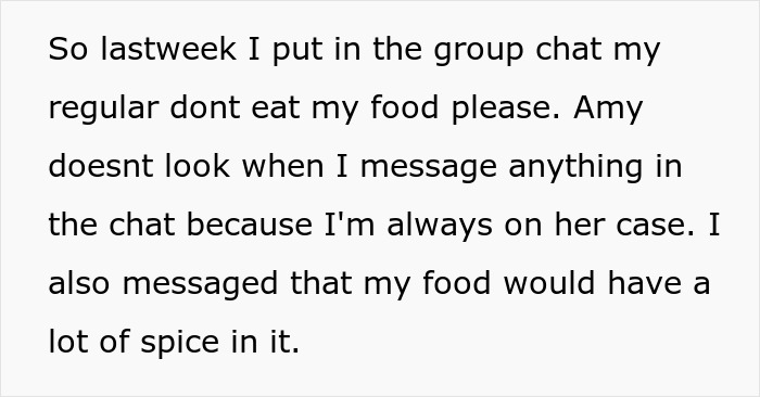 Text message warning roommate about spicy food trap for food-thief.