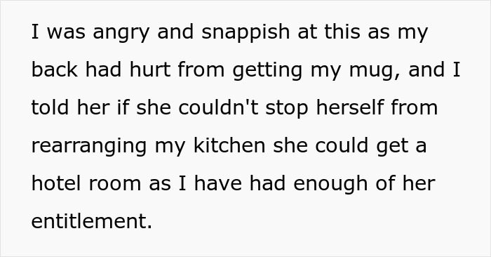 Text from a personal story about feeling angry and setting boundaries with a difficult mother-in-law.