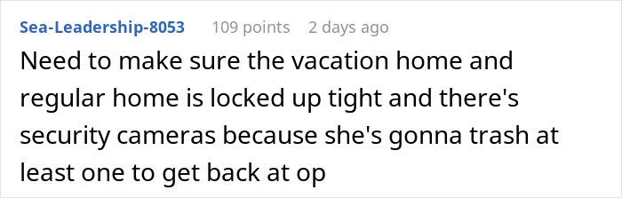 Comment discussing security measures amid confrontation about trip with entitled girlfriend.