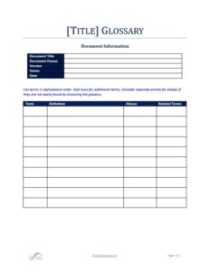 Requirements Document: Glossary Template