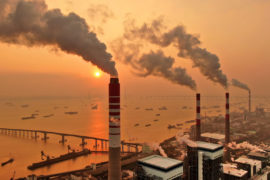 Smoke is discharged from chimneys at a coal-fired power plant in east China's Jiangsu province.