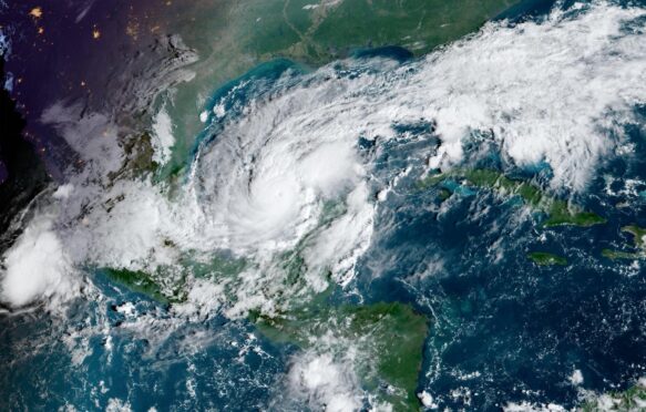 Hurricane Milton in the Gulf of Mexico, heading toward the Florida gulf coast. Credit: AC NewsPhoto / Alamy Stock Photo. Image ID: 2Y8YHBB.