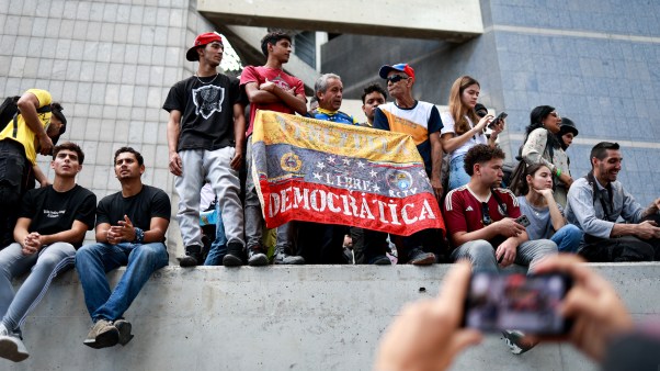 A protest in Venezuela against Nicolas Maduro winning the presidential election due to questions surrounding his victory.