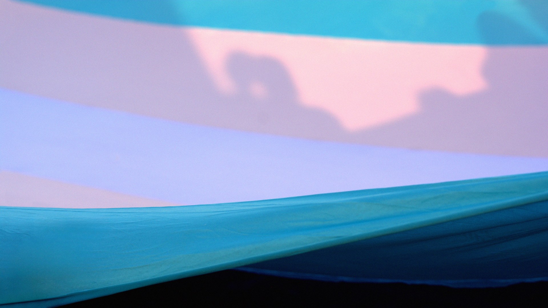 The transgender flag with the shadows of people on it