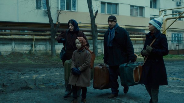 The Petrosyan family arriving in Volgograd, Russia, in the film, Between Borders.