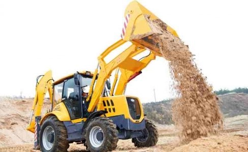 A backhoe — also called a rear actor or back actor