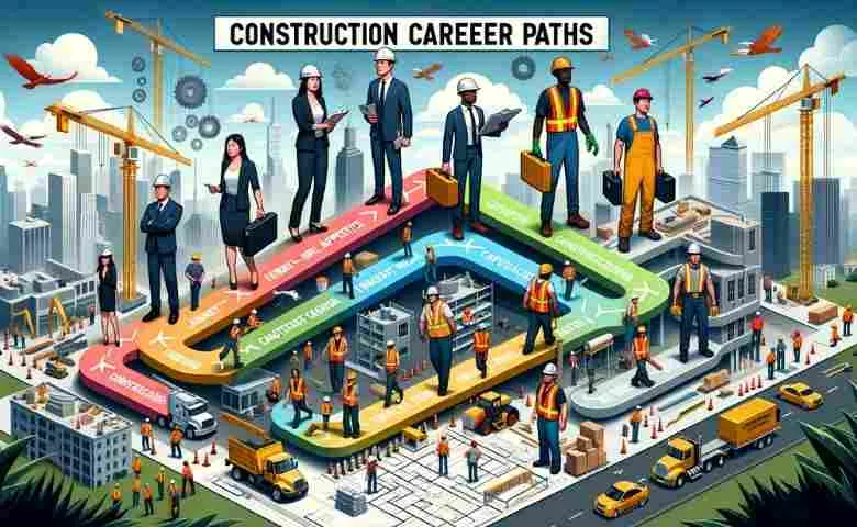 Diverse construction professionals discussing career pathways