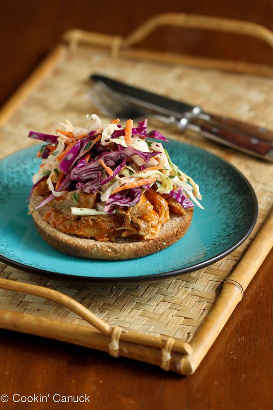 Slow Cooker Shredded Barbecue Chicken Recipe with Kefir Cilantro Slaw | cookincanuck.com #chicken #slowcooker