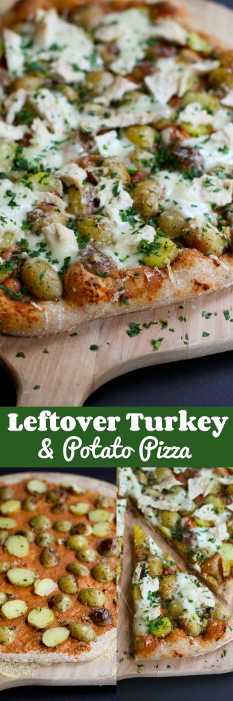 Leftover Turkey (or Chicken) & Potato Pizza…Use up your leftover Thanksgiving turkey or chicken breasts in this flavorful whole wheat pizza! 269 calories and 8 Weight Watchers SmartPoints