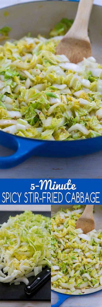 When you need a quick side dish, this 5-minute Spicy Stir-Fried Cabbage does the trick! 54 calories and 1 Weight Watchers Freestyle SmartPoint