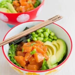 If you are a poke lover, this Avocado Salmon Poke Salad Bowl is right up your alley! Light and beyond flavorful.. 327 calories and 5 Weight Watchers Freestyle SP