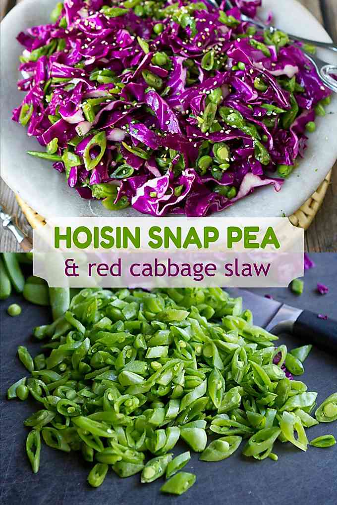 Irresistible flavors in this Asian slaw recipe, made with sliced snap peas and red cabbage. Plus, it's great in tacos or on sliders. 85 calories and 2 Weight Watchers Freestyle SP #weightwatchers #healthyrecipes #snappeas