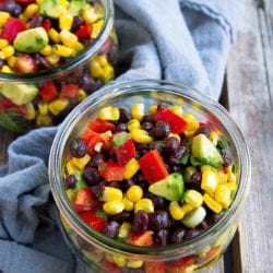 Once you taste this 10-minute fresh and flavorful Black Bean and Corn Salad, you'll want to serve it at every summertime barbecue. 129 calories and 2 Weight Watchers Freestyle SP #beansalad #vegan #weightwatchers