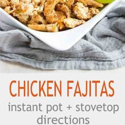 Put this Instant Pot chicken fajitas recipe on your next meal plan. Easy and healthy! 238 calories and 0 Weight Watchers SP #weightwatchers #chickenfajitas #dinnerrecipes #chicken