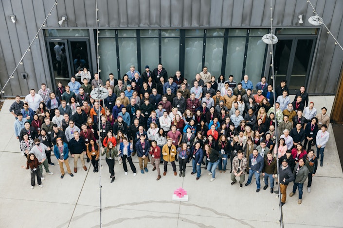 A group photo from above of many Ai2 employees