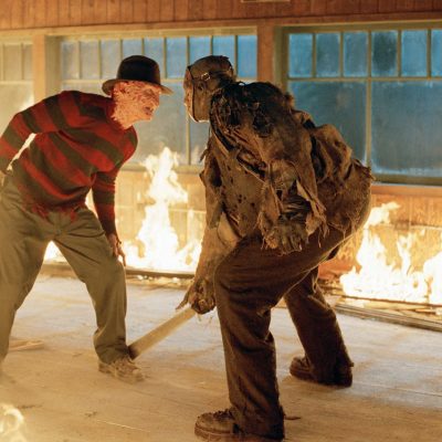 fight scene with fire in Freddy vs Jason