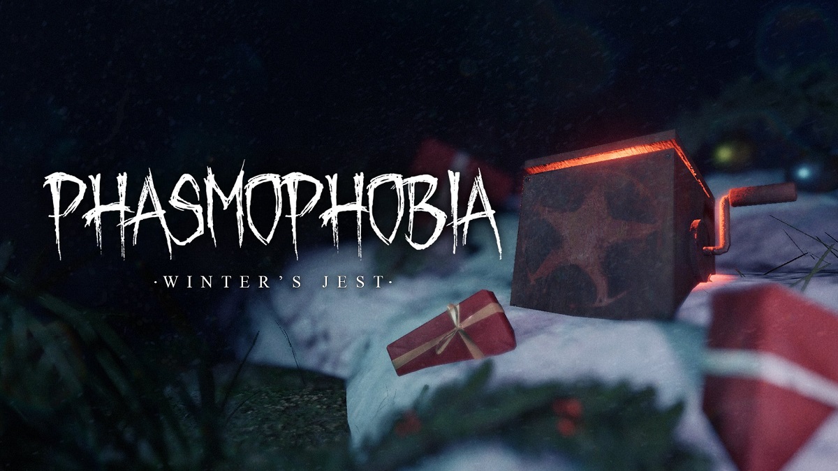 Phasmophobia: a creepy-looking jack-in-the-box lying in some snow.