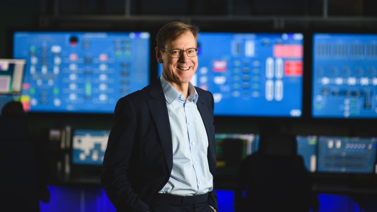 Drax Group CEO Will Gardiner in the control room at Drax Power Station