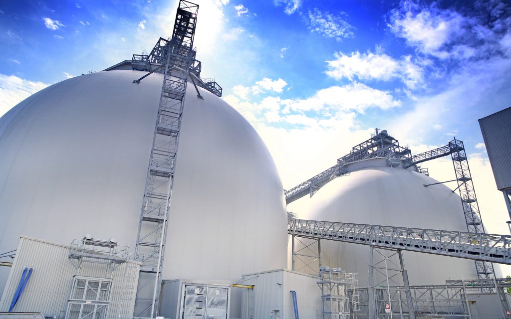 Biomass domes on a sunny day