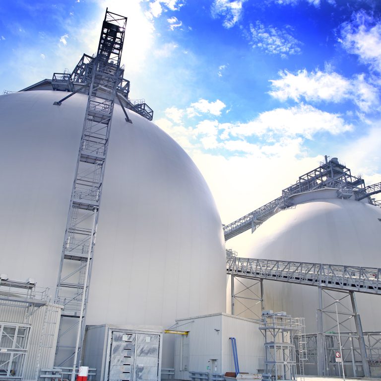 Biomass domes on a sunny day