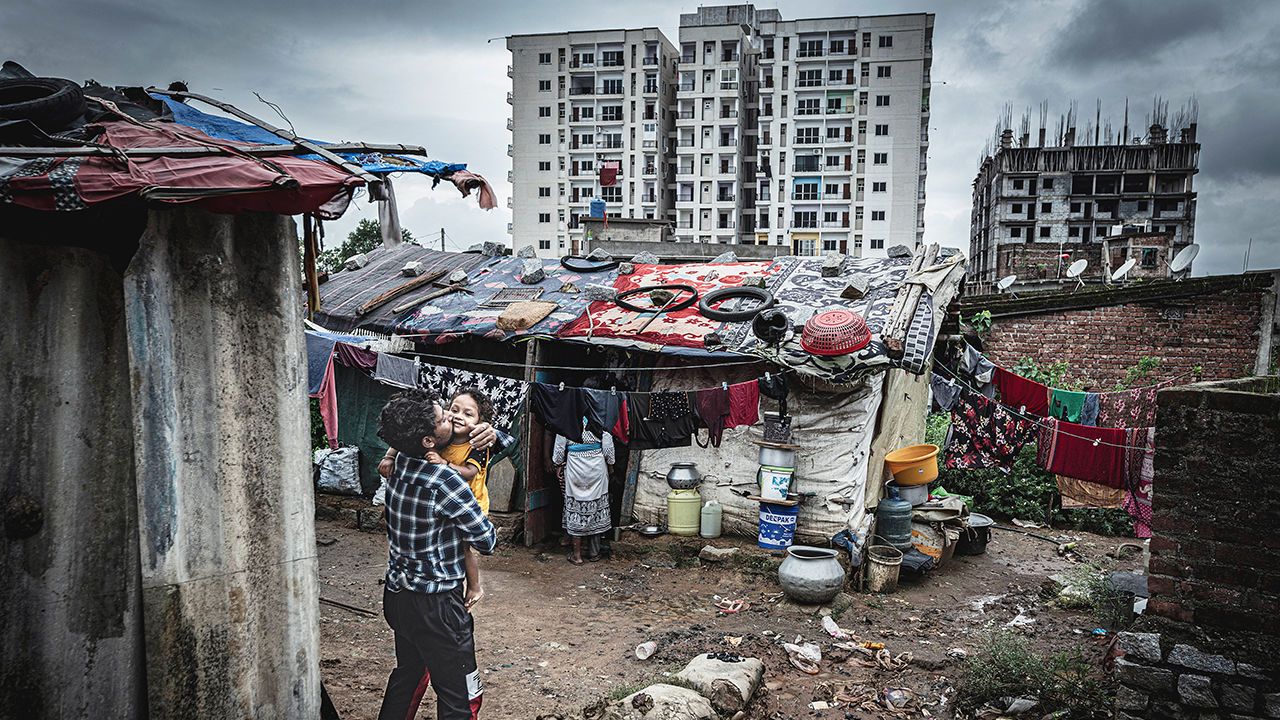 An informal squatter settlement in Ranchi, India.