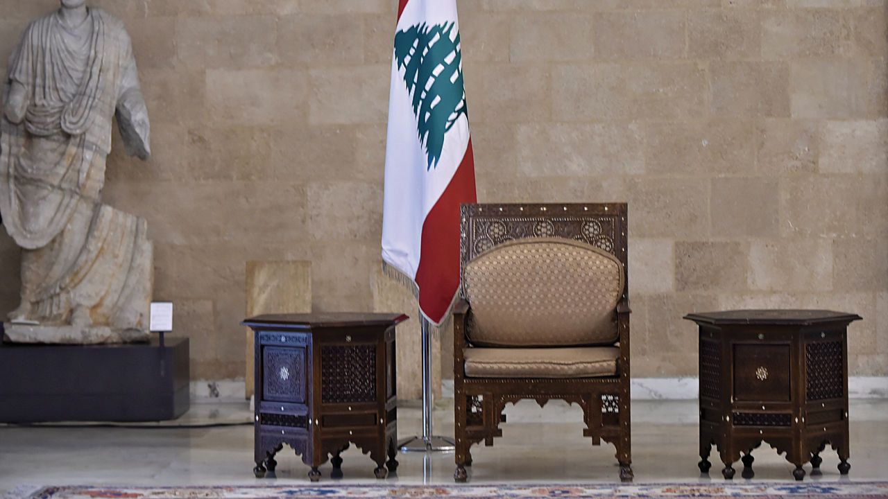 An inside view of the empty Baabda Palace