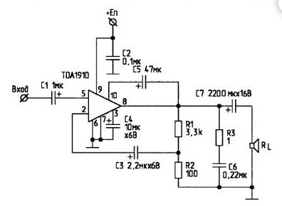 基于TDA1910的Hi-Fi 10W音频放大器电路