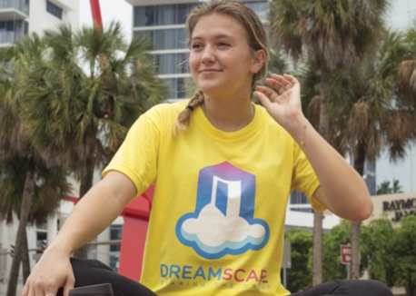 girl wearing a Dreamscape Tshirt