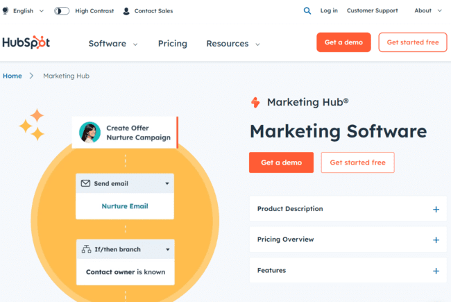 Hubspot software for customer relationships