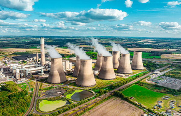 Drone view of Ratcliffe on Soar Power Station in Nottinghamshire