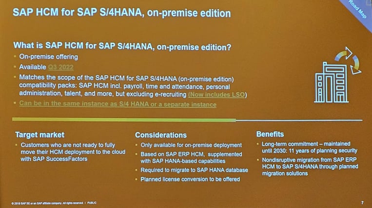 SAP HCM for SAP S/4Hana, on-premise editions