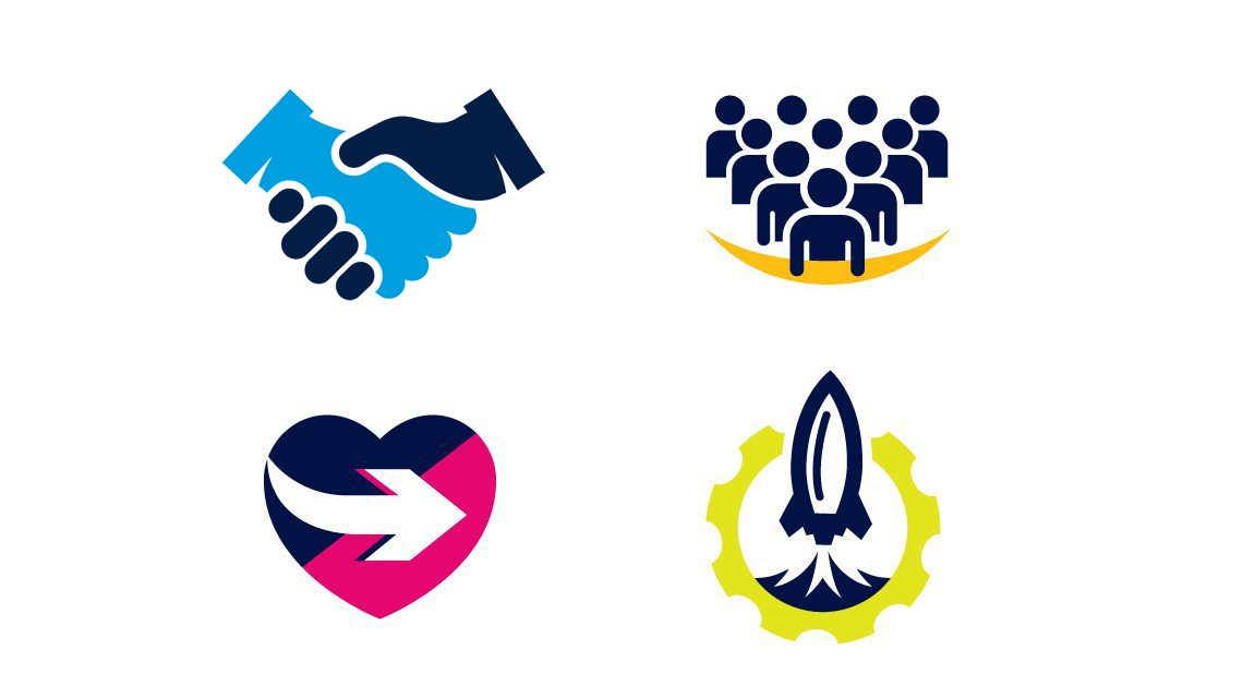 Teamwork, Heart, and Evolution icons