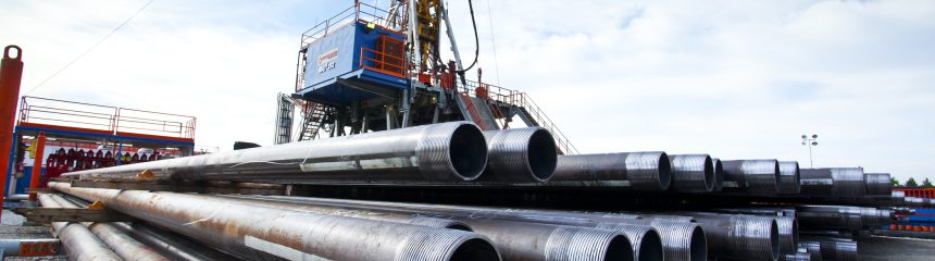 natural gas rig with pipes in front