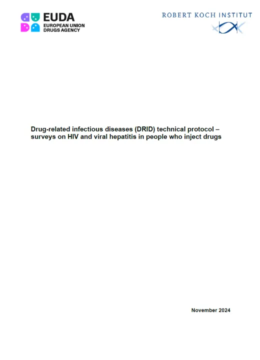 cover of the DRID technical protocol - surveys on HIV and viral hepatitis in people who inject drugs