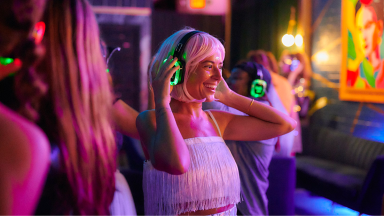 Woman dancing at silent disco