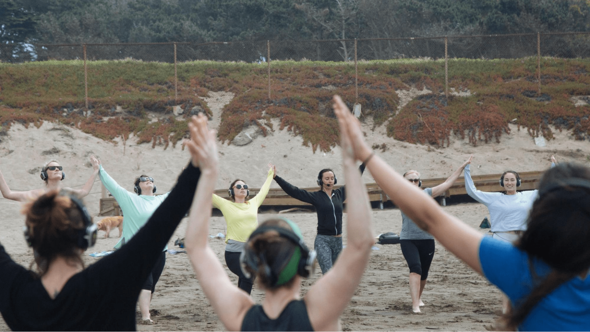 Event attendees exercising together