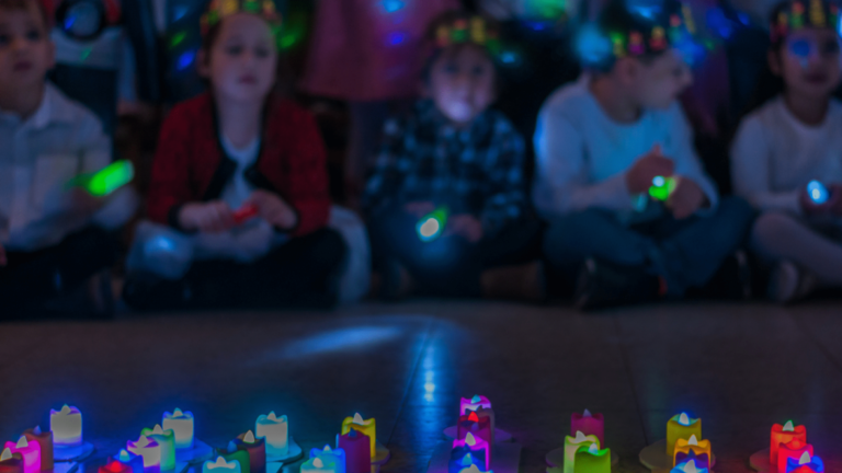 Children celebrating Hanukkah