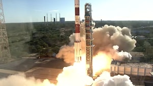 ISRO's PSLV-C59 rocket, carrying European Space Agency's Proba-3 mission, lifts off from Satish Dhawan Space Centre in Sriharikota, Andhra Pradesh.