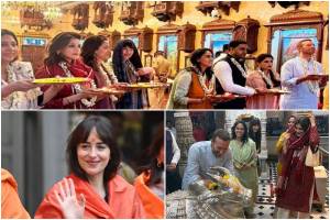 In Pictures | Chris Martin, Dakota Johnson visit temples during Coldplay’s India tour