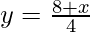 y=\frac{8+x}{4}