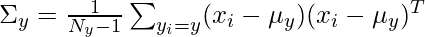 \Sigma_y = \frac{1}{N_y-1} \sum_{y_i = y} (x_i - \mu_y)(x_i -\mu_y)^T