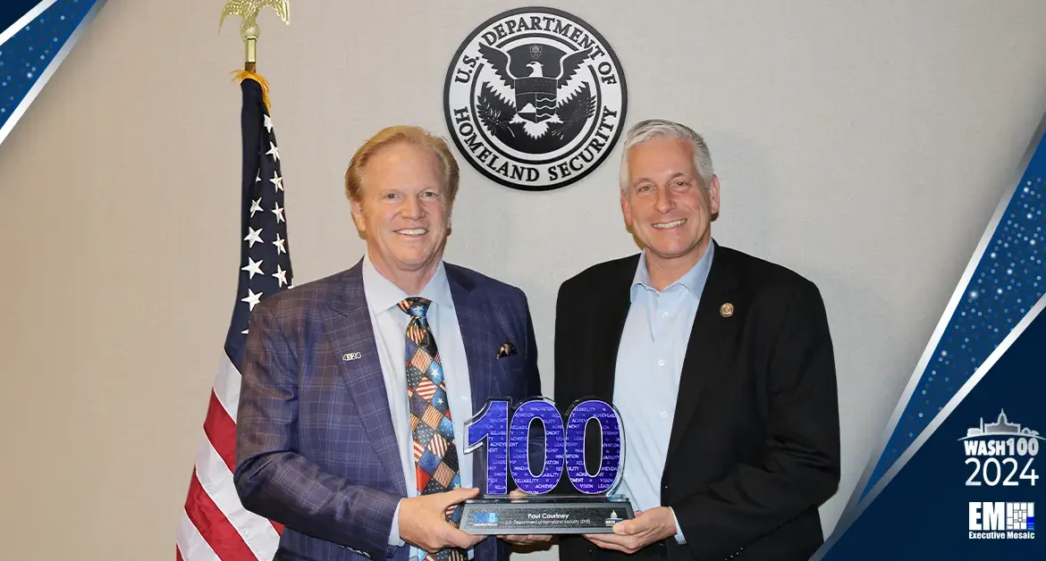 Head of DHS Procurement Paul Courtney Receives 2024 Wash100 Award From Jim Garrettson