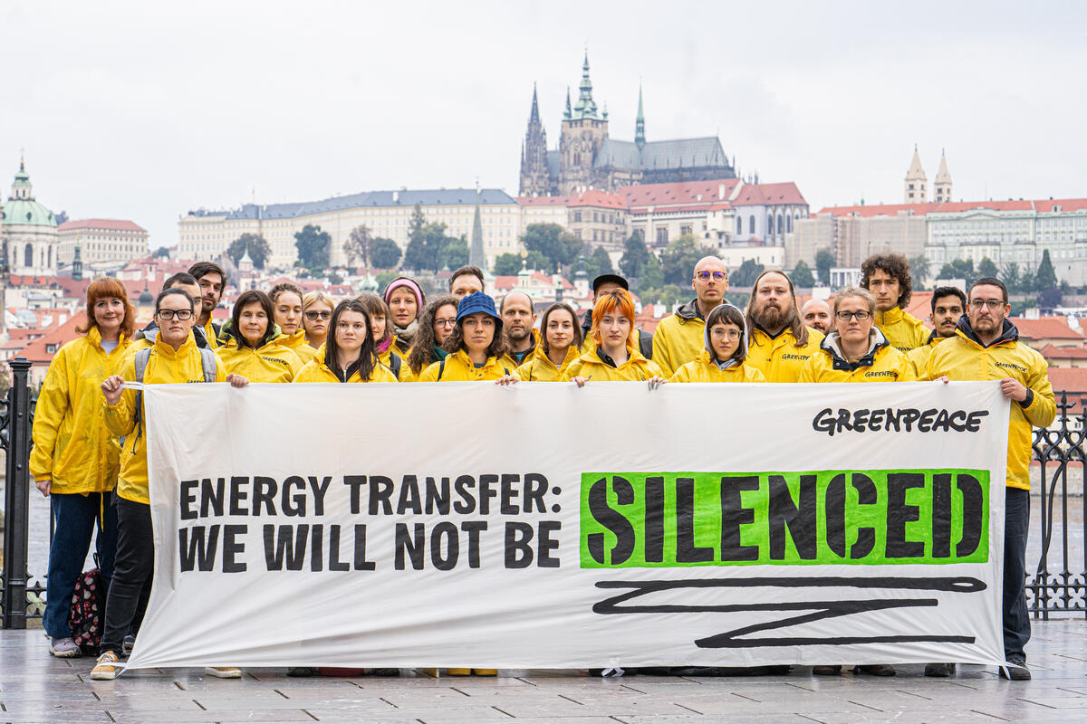 Global Week of Action - Solidarity against Energy Transfer Lawsuit in Prague. © Ray Baseley / Greenpeace