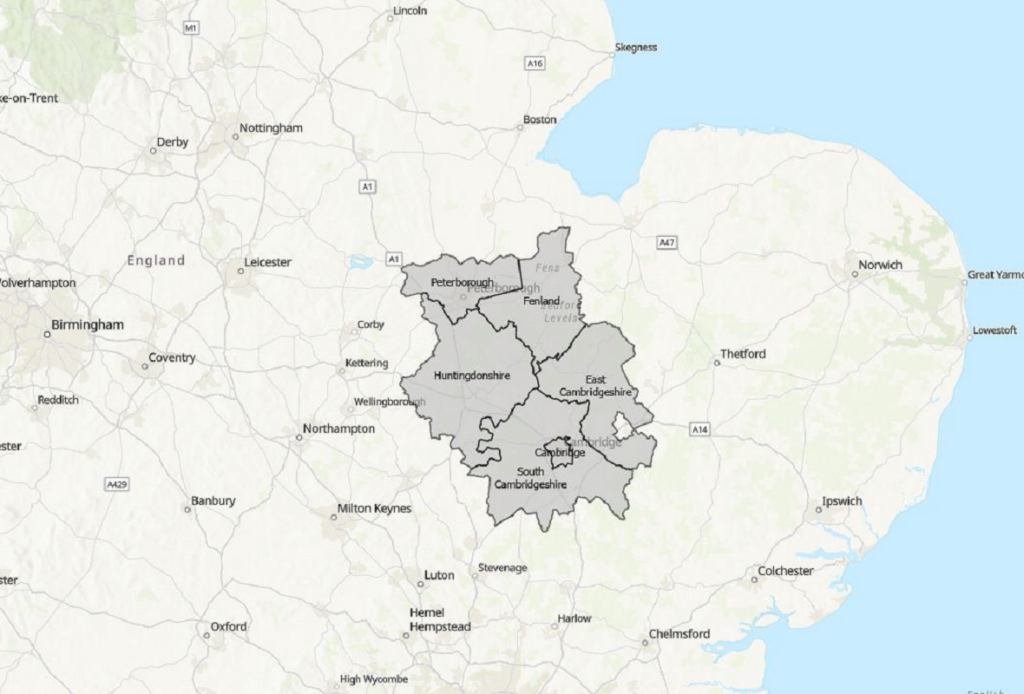 Cambridgeshire County Map