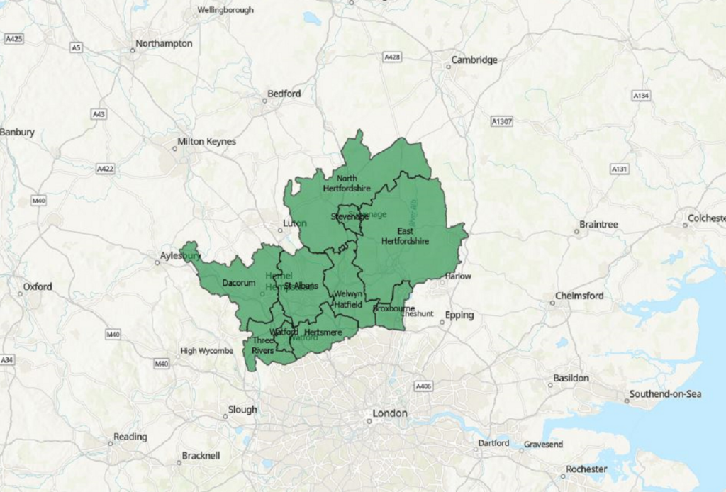 Hertfordshire County Map