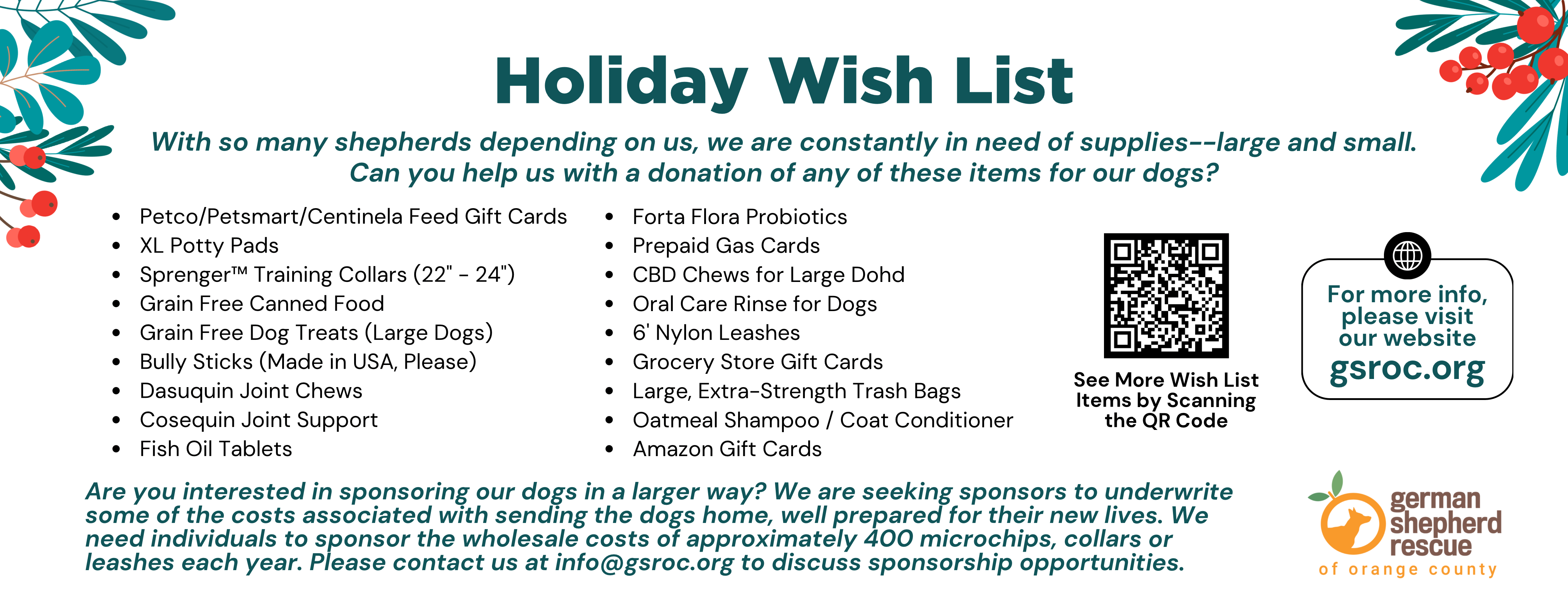 GSROC Holiday Wish List