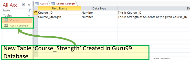 Create Table – Design View