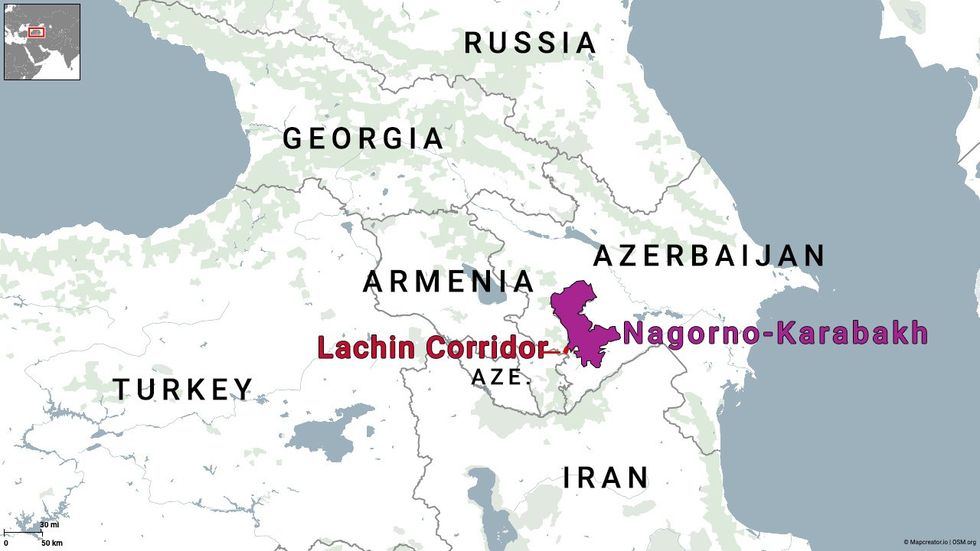 A map of Nagorno-Karabakh. 