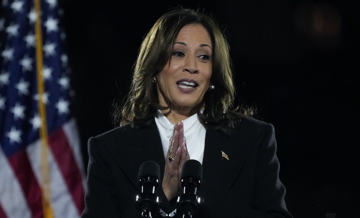 Democratic Presidential nominee Vice President Kamala Harris delivers a campaign speech at the Ellipse in Washington, DC, on Tuesday,. 