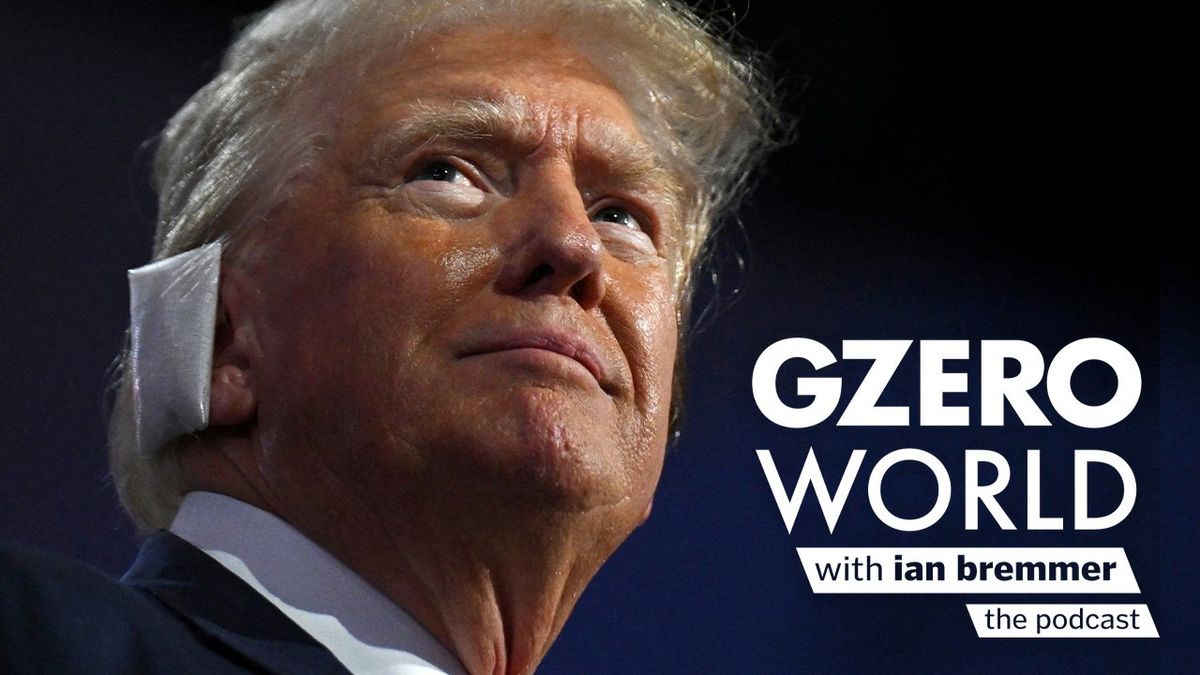 Former President Trump stares into the crowd at the RNC and GZERO World with ian bremmer - the podcast